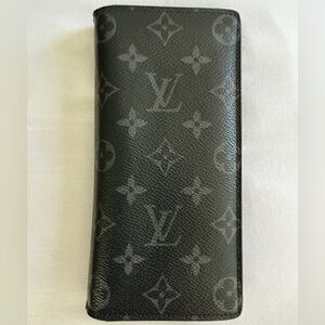 Louis Vuitton Monogram Eclipse Porte Feiulle Brazza Long Wallet Black 😍